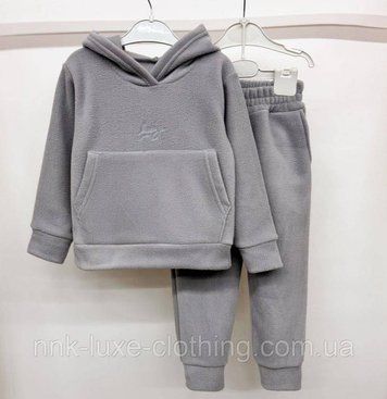 Костюм детский спортивный теплый, худи-кенгуру, штаны, Серый, 98-104 31 фото