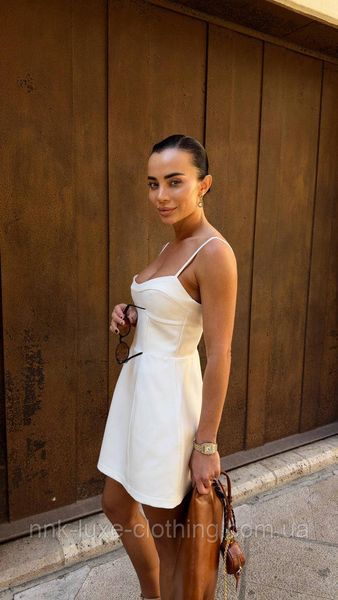 Платье-мини женское короткое на бретелях, Молочный, S 2993188862 фото