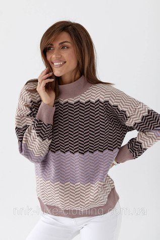 Свитер женский вязаный, свободного кроя оверсайз oversize, шерстяной, Фрез, 46-54 1696293575 фото